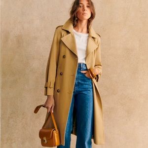 Sezane Scott Trench Coat, Size 6/38, in Camel